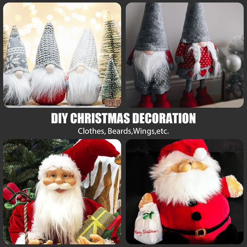 Shaggy Plush Fur Fabric Christmas Craft Fur 10 x 20inch Fuzzy Fabric Sewing Fur Cuts for DIY Crafts Halloween Winter Costume Decoration Rug Mat(Wh...