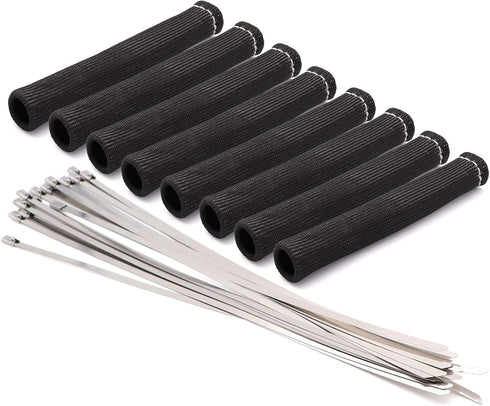 8PCS Spark Plug Wire Boots 6 inches 2500° Heat Shield Protector Sleeve with 16pcs Stainless Steel Wire Ties(Black)...