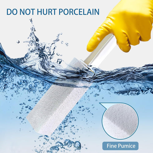 ?2pack? UNOD White Cleaning Pumice Stone with Handle?Removing Hard Water Stain Ring.Clean up The Stains on Tiles, Bathrooms & Pools. (2, Long Hand...