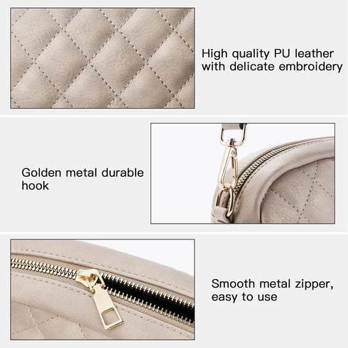 Telena Crossbody bags for Women Trendy Quilted Crossbody Bag Leather Camera Bag Purse with Wide Shoulder Strap...