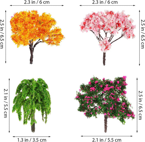 LIOOBO Fairy Garden Tree Plant Ornament: Miniature Garden Accessories, 12pcs Mixed Model Trees 2.1-2.5 Inches for DIY Crafts, Micro Landscape, Tra...