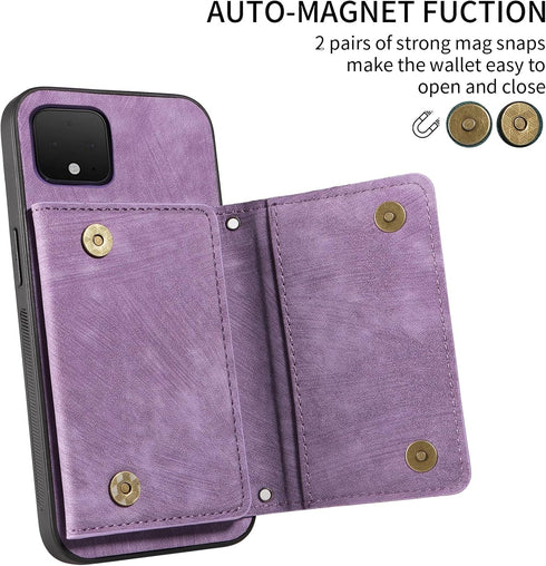 Phone Case for Google Pixel 4 Wallet Cover with Crossbody Shoulder Strap and Leather Credit Card Holder Pocket Slim Stand Cell Accessories Mobile ...