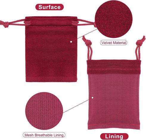 G2PLUS Red Velvet Jewelry Pouches, 20PCS Small Velvet Gift Bags with Drawstring, Wine Red Christmas Gift Bags for Wedding Favors, Candy Bag, Party...