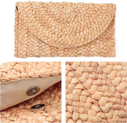 FARVALUE Women's Straw Clutch Summer Woven Purse HandBag Beach Straw Envelope Clutch Wallet for Women...