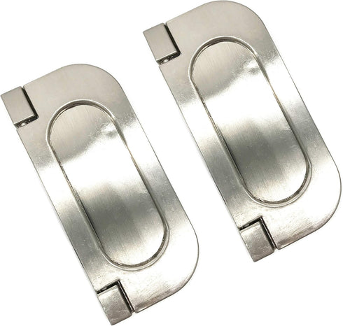 Recessed Type Furniture Wardrobe Drawer Pull Handle Silver Flat Cabinet Flush Ring Pull 2pcs...