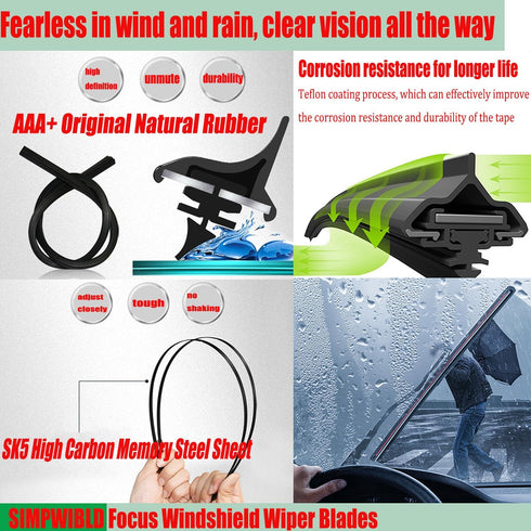 2 Factory Wiper Blades Replacement For 1997-2006 Jeep Wrangler Original Equipment Windshield Wiper Blades Set 13"+13" (Set of 2) U/J HOOK...