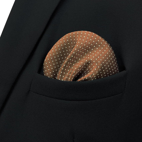 S&W SHLAX&WING Ties for Men Brown Copper Formal Neck Tie with White Dots Matching Pocket Square Only...