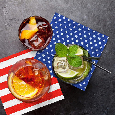 Gatherfun American Flag Patriotic Party Supplies Disposable Paper Napkins Cocktail Napkins for Veterans Day Election Day 4th of July Independence ...