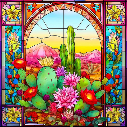 EOBROMD Stained Glass Flower Diamond Art Painting Kits for Adults, 5D Diamond Art Painting Kits for Beginners, DIY Paint Picture with Full Drill D...