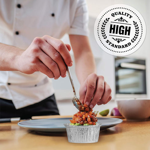 PLASTICPRO 3.5'' Inch Round Ramekins Muffin Cups Tin Foil Cupcake Pans Disposable Aluminum, Freezer & Oven Safe Pack of 50...