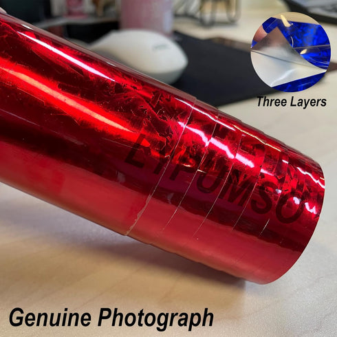 Lypumso Eletroplated Forged Carbon Fiber Vinyl Wrap, Gloss RedPlating Chrome Mirror Car Wrap Vinyl DIY Auto Sticker Decal Film Sheet with Bubble F...