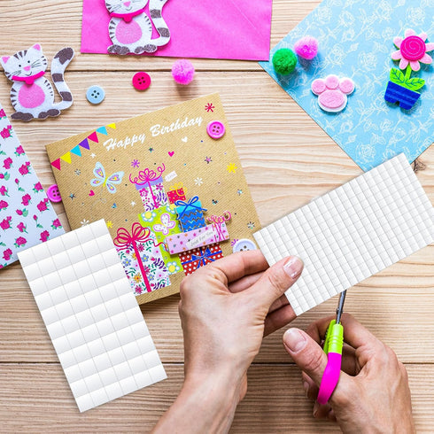 1320Pcs Square Foam Sided Adhesive Sticker Set 3D Pop White 2-Side Foam Tapes Scrapbook Supplies DIY Crafts Office Accessories Foam Strips with Ad...