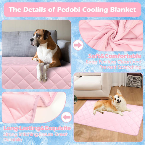 Dog Cooling Mat, Premium Lightweight Pet Cooling Blanket Bed Cover for Dogs, Cat, Puppies | Ice Silk Cooling Pad for Dogs Furniture Protector | Ma...