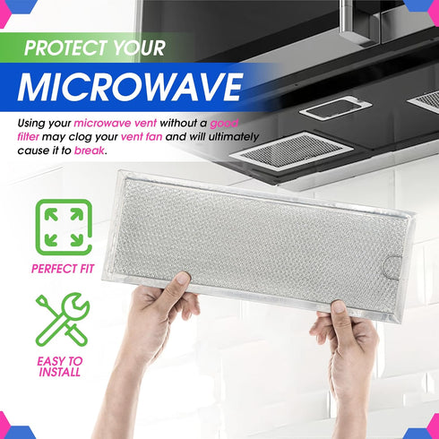 Microwave Grease Filter Replacement 13" x 4.7" WB06X10288 Compatible with GE Microwave Filter Replacement - Aluminum Mesh Filters for Kitchen Stov...