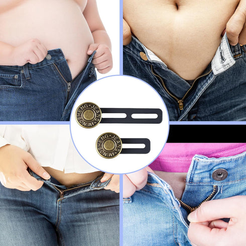 6PCS Extender Button for Jeans Pants, Silicone Pants Waist Extender Button No Sew Metal Adjustment Pants Waist Extension for Trousers Collars, Cuf...