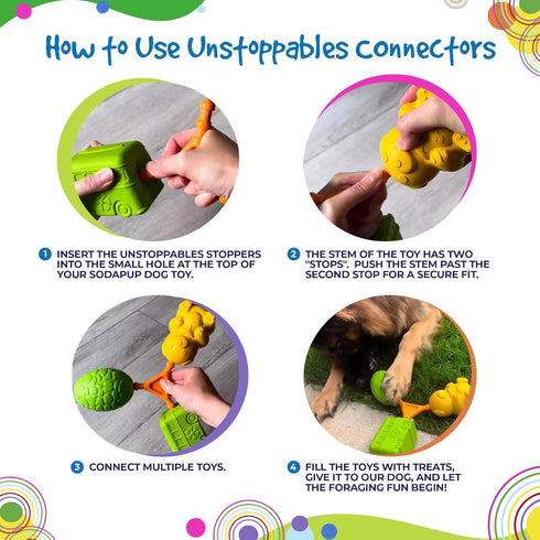 SodaPup Unstoppables Connectors, 2 Pack, PETstrong Nylon Treat Dispenser Chew Toys for Medium & Large Dogs, Food-Safe, Non-Toxic, Made in USA...