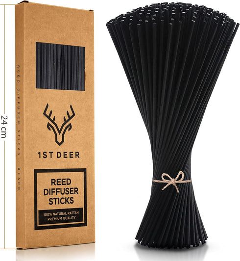 Reed Diffuser Sticks – 100 pcs of Black Rattan Essential Oil Aroma Refill Wood Sticks for Spa, Fragrance, Aromatherapy (24 cm x 3 mm)...