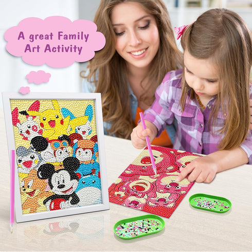 LOVKIDS Diamond Painting Kit for Kids, 2 Pack Diamond Art Activity with 5D Gem, Large 7 x 7 Inches DIY Arts and Crafts Gifts for Kids Age 6, 7, 8,...