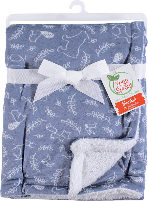 Yoga Sprout Mink Blanket with Sherpa Backing, Forest...