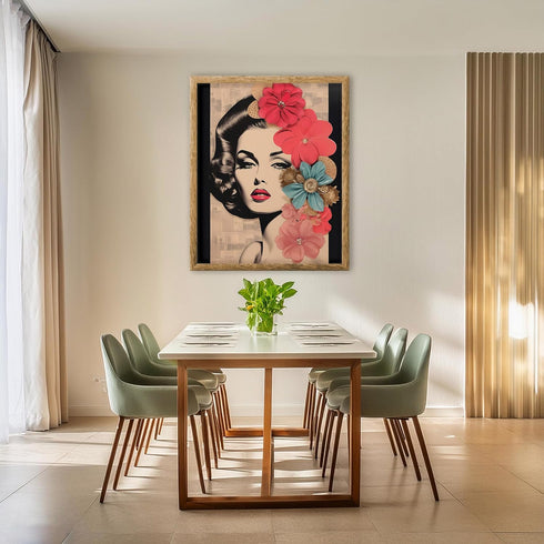 Posterizer 1 pcs-vintage woman with beautiful flowers collage-Retro Art-Floral & Botanical Art-Gift for Art Lovers- UNFRAMED Wall Art...