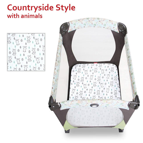 Pack and Play Sheets Fitted Mini Crib, Breathable Microfiber Stretchy Playard Sheets Fit for Graco Pack and Play, Lovely Bunny Mini Crib Fitted Sh...