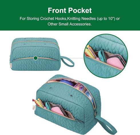 Crochet Yarn Bag Knitting Bag Storage for Crocheting Accessories Crochet Hook Case Organizer Gift for Crochet Lovers (Teal)...