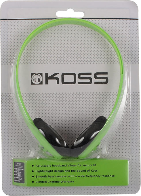Koss KPH7G Portable On-Ear Headphone with Adjustable Headband - Green, 8.7 x 6.2 x 2.0...