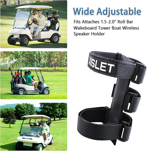 Xislet Portable Speaker Mount Compatible with Golf Cart Accessories Club Cart/EZGO/Bike/Moto/ATV Removable Bluetooth Wireless Speaker Holder Strap...