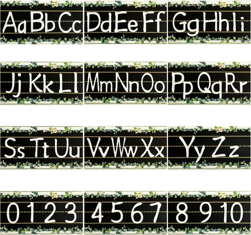 12Pcs Alphabet Bulletin Board Strips Set, Alphabet Line ABC Alphabet Banner Number Line Border Posters for Preschool Kindergarten Classroom Playro...