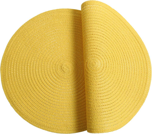 SHACOS Round Braided Placemats Set of 4 Washable Kitchen Table Placemats for Home Wedding Party (Yellow, 4)...