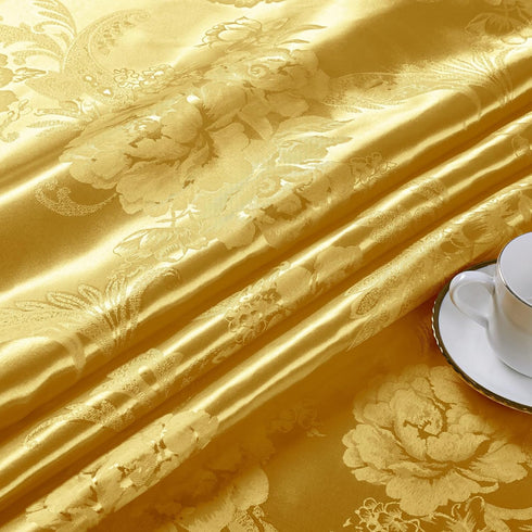 Satin Jacquard Fabric, 49" Wide Peony Pattern Shiny Silky Brocade Fabric for Dress, Shirts, tablecloth, table Runner, Wedding Decor, DIY Crafts, 1...