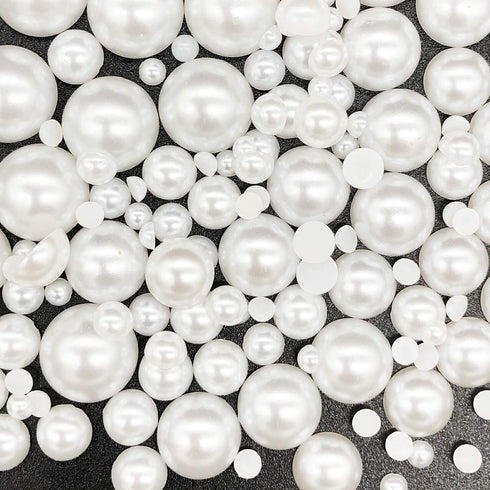 Dowarm 1000 Pieces Flatback Half Pearls, Flat Backed Round Half Pearls for Crafts Jewelry, Mixed Size 4MM 6MM 8MM 10MM 12MM 14MM (White)...