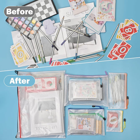 20pcs Mesh Zipper Pouch Bags,9 Sizes Plastic Zipper Bags for Organization,Reusable Zipper Pouches for Puzzle Board Game Storage,for Travel School ...