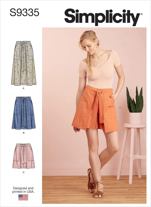 Simplicity Misses Skort and Pull-On Skirt Sewing Pattern Kit, Code S9335, Sizes 6-8-10-12-14, Multicolor...