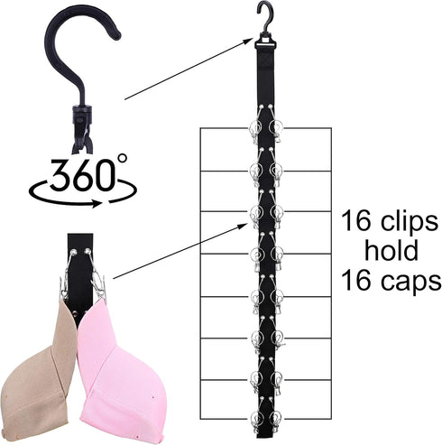 Closet Hanging Cap Organizer, 16 Baseball Cap Rack, Closet Hook Cap Holder Hat Storage Organizer - Keep Hats Cleaner Than a Hat Rack (1 Pack)...