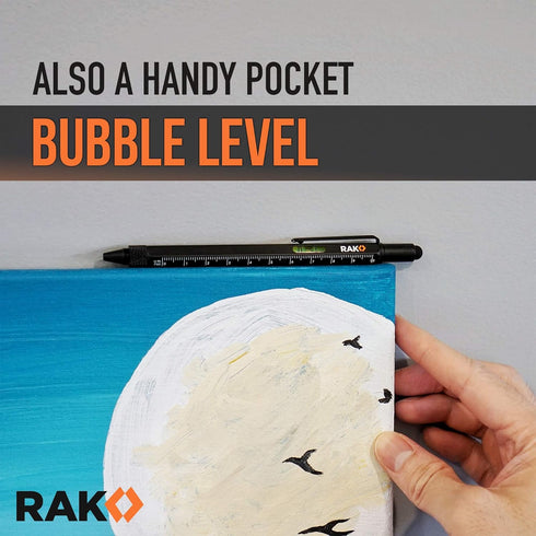 RAK Multi-Tool 2Pc Pen Set - LED Light, Touchscreen Stylus, Ruler, Level, Bottle Opener, Phillips Screwdriver, Flathead, and Ballpoint Pen...