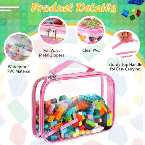 Sanwuta 3 Packs Toy Storage Bags with Zipper, Clear PVC Organizing Bags, Waterproof Toy Bags for Board Games, Building Blocks, Toys and Kids Books...