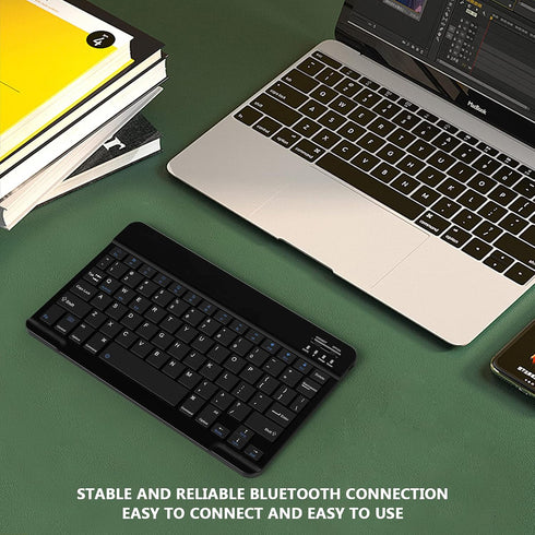 Ultra-Slim Small Bluetooth Keyboard, Portable Rechargeable External Cordless Wireless Keyboard for Android Tablet Cell Phone Samsung Smartphone iP...