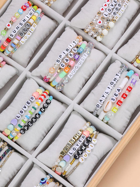 Alphabet Beads for Bracelets - 1270Pcs Square Acrylic Letter Beads A-Z with Extra Vowels & Number Beads and Spacer Beads - Ideal for Bracelets, Ne...