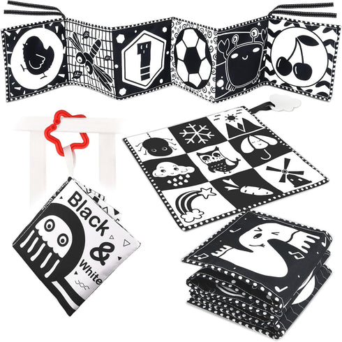 Newborn Toys Black and White Baby Toys 0-3 Months High Contrast Baby Toys for Newborn - High Contrast Baby Soft Book Infant Tummy Time Toys Crinkl...