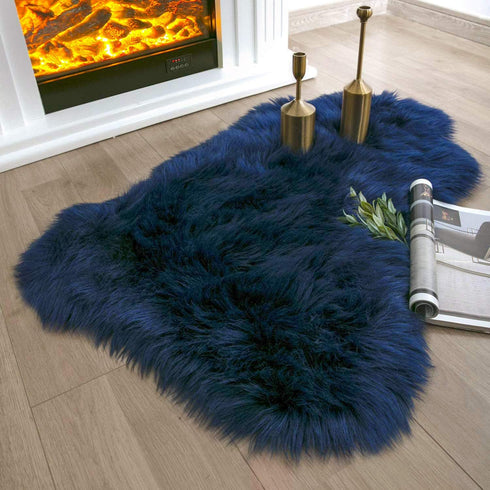 Ashler faux fur rug, Fluffy Shaggy Area Rug Ultra Soft 2 x 3 Feet Sheepskin Fur Rug, Navy Blue Fuzzy Rug Machine Washable Shag Rug, Nursery Decor ...