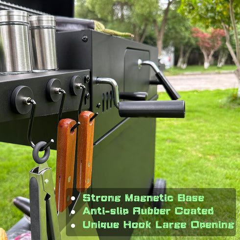 Smoker Grill Hooks 4 Pack Heavy Duty,Non-Slip Magnetic Grill Hooks for Grill Utensils,Strong Magnetic Hooks for Traeger Blackstone Pit Boss Camp C...