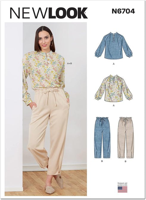 New Look Misses' Top and Pants Sewing Pattern Kit, Code N6704. Sizes 8-10-12-14-16-18-20...