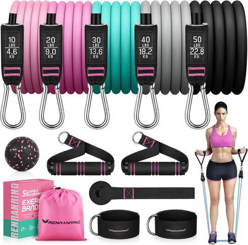Resistance Bands for Working Out, 150LBS Exercise Bands, Workout Bands, Resistance Bands Set with Handles for Men Women, Legs Ankle Straps for Mus...