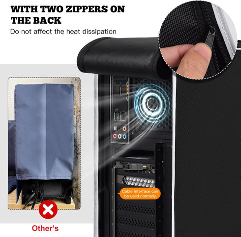 PC Computer CPU Host Dust Cover, Waterproof Desktop Mid-Tower Case Protector, Computer Host Dust Cover Desktop PC CPU Full Case with Zipper, CPU T...