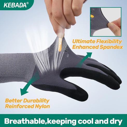W2 Work Gloves for Men and Women, Touchscreen Working Gloves with Grip, Nitrile Coated Work Gloves for Gardening, Package Handling, Stretchy Glove...