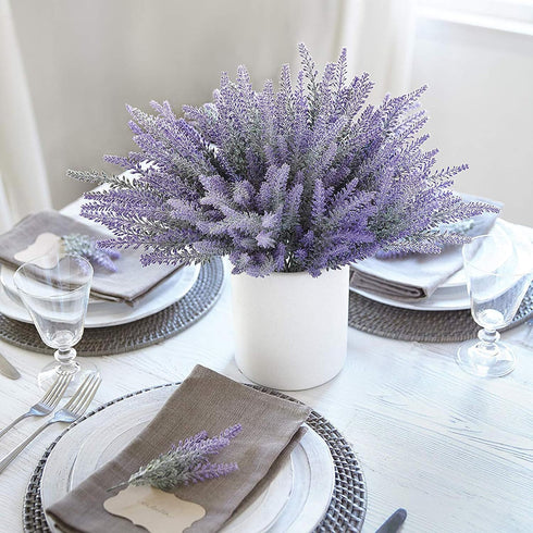 10 Bundles Fake Flowers Artificial Lavender Faux Plastic Plants Purple Flowers for Home Decor Wedding Kitchen Garden Patio Porch Window Box Office...