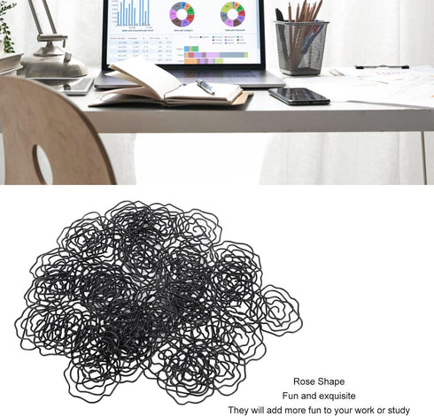 Paperclips Set, Metal Decorative Exquisite 50pcs Flower Paper Clips Cute for Office for Scrapbooking (Black)...