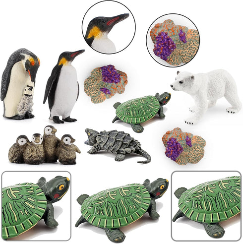Sea Animal Toys Playset 8Pcs Arctic Animal Figurines Polar Bear Penguin Turtle Figures Model Cake Toppers Early Learning Gifts for Kids...