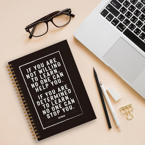 ZIG ZIGLAR Quote If You Are Not Willing To Learn Lined Hardcover College Ruled Spiral Notebook Journal for Work Notes Journaling 5.5×8.3 Inch,Moti...